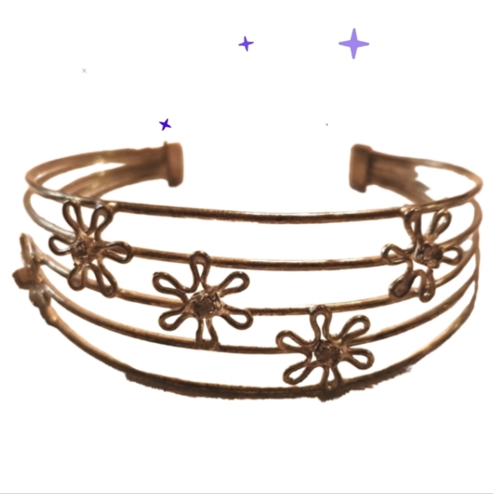 90s daisy wire silver cuff bracelet